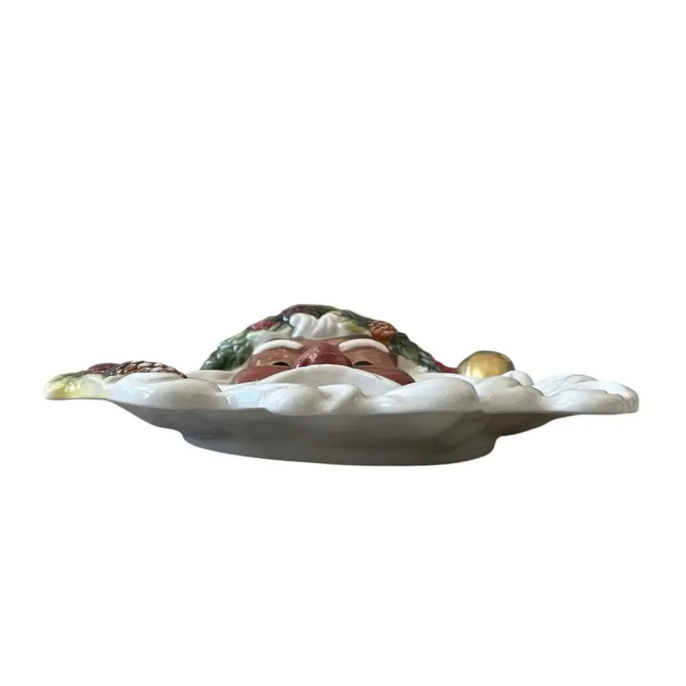 Corner Ruby Ceramic Santa Plate 8x9 Christmas Holiday Decor NEW